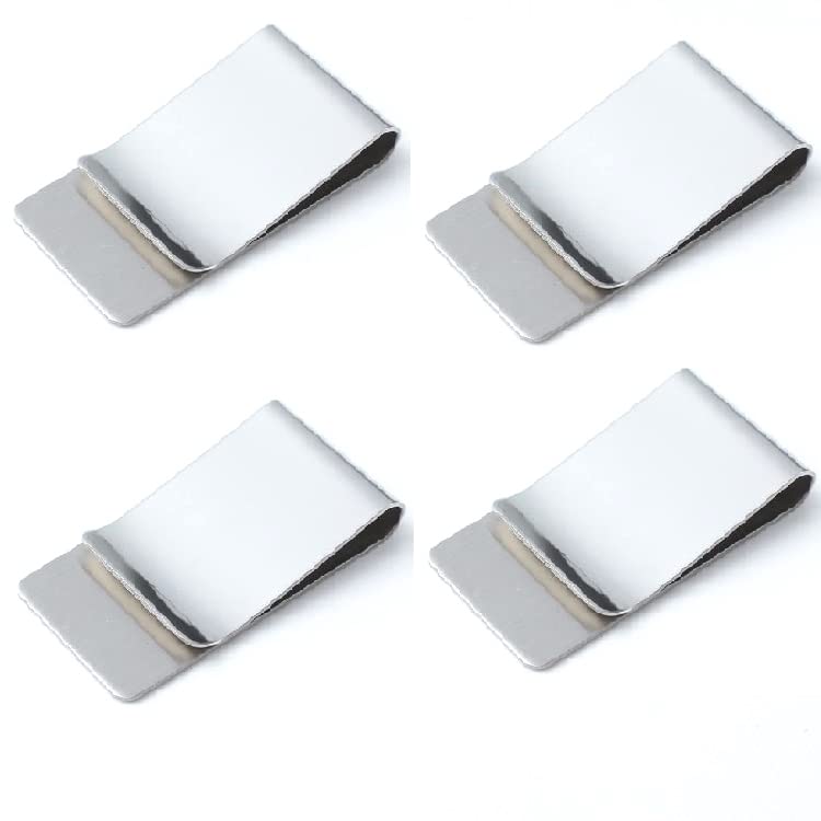 Aliotech 4 Pack of Men's Slim Money Clip Stainless Steel Cash Wallet Credit Card Cash Holder Slim Wallet Minimalist Wallet Stainless Steel Money Clip(Silver)