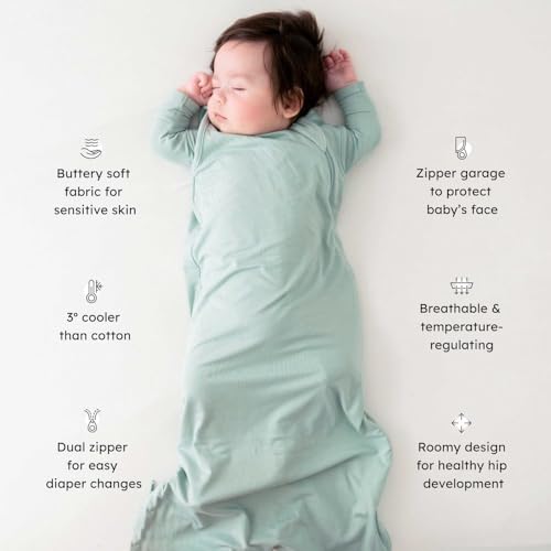 Image of KYTE BABY Unisex Rayon Made From Bamboo Sleep Bag for Babies and Toddlers, 0.5 Tog (Small, Eucalyptus)