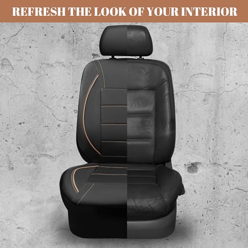 Image of CAR PASS Universal FIT Piping Leather Car Seat Cover, for suvs,Van,Trucks,Airbag Compatible,Inside Zipper Design and Reserved Opening Holes (Full Set, Black and Beige)
