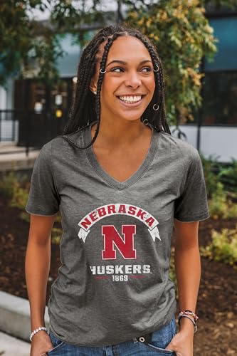 Nebraska Cornhuskers NCAA Officially Licensed Women's T-Shirt Burnout Vintage Scholar, Small