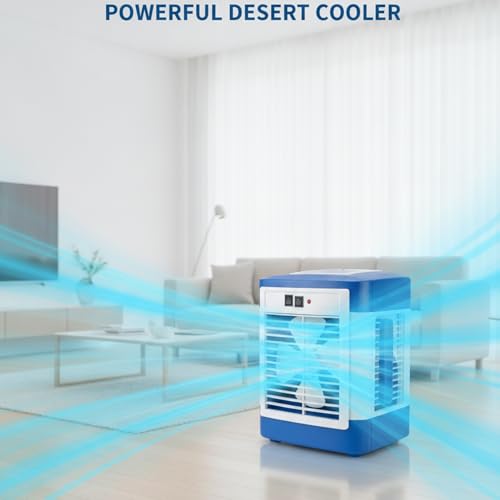 Image of Drumstone Portable Air Cooler for Room, Personal Evaporative Air Cooler with Large Water Tank, Honeycomb Cooling Pads, Multi-Speed Fan, Remote Control, Energy Efficient Mini Air Cooler for Home