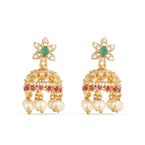 TARINIKA Yellow Gold Beli Nakshatra CZ Short Necklace Set with Floral Design - Indian Jewelry Set for Women | Perfect for Casual Occasions | Indian necklace sets | 1 year warranty*4