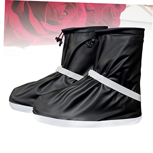 Cubrecalzados de PVC para lluvia, par extra grande (XL), negros, impermeables, con suela antideslizante, para actividades al aire libre miniatura 2