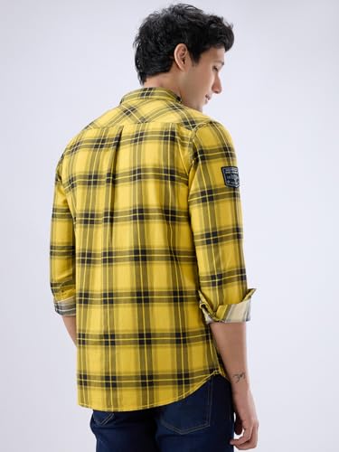 Image of Spykar Men's Regular Fit N /A Full Sleeve Checked Casual Shirts