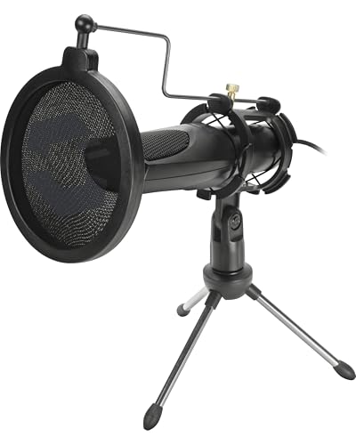 Speedlink Audis Desktop Streaming Microphone – with Tripod and pop Filter, Plug & Play, Black