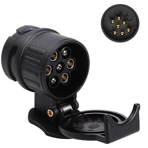 Double Dragon 13 Pin to 7 Pin Towing Adapter | Car to Trailer Caravan Converter | Truck Tow Bar Towing Electric Socket Plug Adaptor | 12V Waterproof Adapter | Suitable for European Standard Trailer
