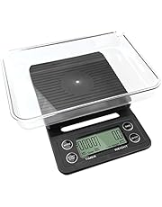 Gvolatee Bilancia Cucina Digitale con Ciotola 5Kg/0.1G Nero, Bilancia Caffe con Pad in Silicone, Display a LCD, Caffè Scala Digitale Bilancia con Funzione Tare a Timer Precisione per Baristi