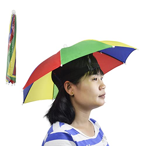 NEW-Vi Regenschirmhut für Erwachsene und Kinder, faltbar, für Strand, Angeln, Golf, Party, Kopfbedeckung (wassermelonrot, 2 Stück) Cover