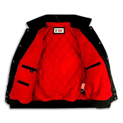 Playboy EST. LA Varsity Jacket, Red Unisex Bomber with Embroidered Logo & Quilted Lining, Streetwear Letterman Style3