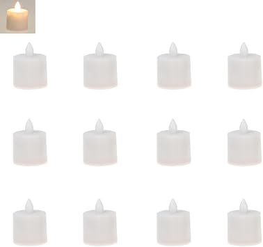 CD-12RF-WW Wireless Inductively Rechargeable Flameless LED Tealight Candle Replacements, Warm White Color, 12-Pack Candles Only