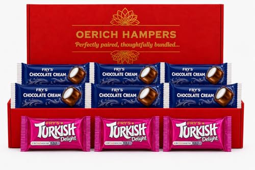Luxury Chocolate Hamper Gift Set 7 Frys Chocolate Cream & 3 Turkish Delight Bars Elegant Red Gift Box for Birthdays Thank You & Corporate Gifting