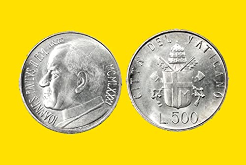 Llavero de plata Juan Pablo II con 500 liras numismáticas 4