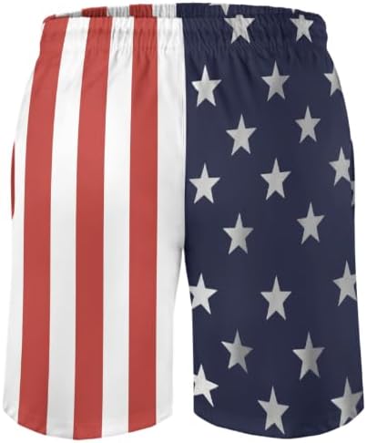 Mens American Flag Swim Trunks with Compression Liner 4th of July Patriotic Bathing Suit Quick Dry 2 in 1 Board Shorts - Image 3