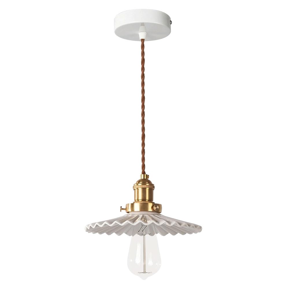 KXKLGWHN Creative Single Hanging Lamp, Japanese Industrial Style Ceramic Pendant Light, E26 Light Source Flush Mount Chandelier, Bedroom Dining Room Clothing Store Decorative Light Fixtures