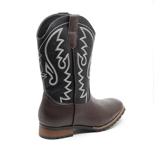 Image of Metrocharm Men's Cowboy Western Embroidered Square Toe Boots WESTERN-03