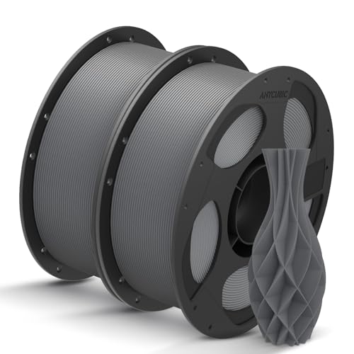 ANYCUBIC Filament PLA de 1,75 mm pour Imprimante 3D, 2pcs, Précision Dimensionnelle +/- 0.02mm, pour Plupart l’impression 3D, Identification Intelligente Filament,(Gris-2pcs) Gris Texturé 2k
