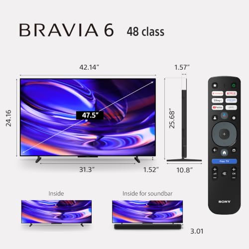 Sony 48 Inch BRAVIA 6 OLED 4K HDR Smart Google TV with Gemini (K-48A60) | Dolby Vision/Atmos, OLED Contrast, Triluminos Pro, Wide Viewing Angle, 4xHDMI 2.1, Google Cast, Free 4K movie credits - image 2