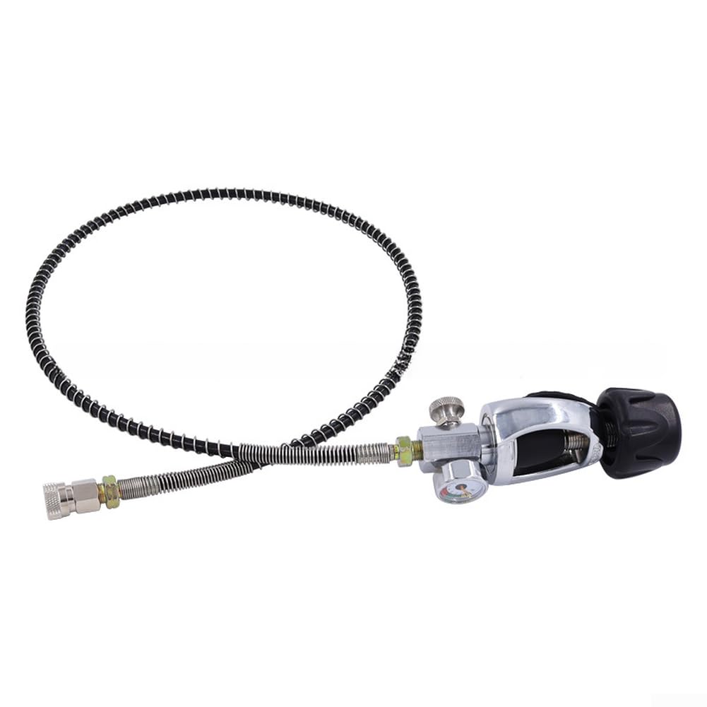 Tauchzylinder Füllschlauch, 36 Zoll gefederter Microboreschlauch mit G5/8 Prüfventiladapter für Sauerstofftank-Füllleitung, 630 bar Arbeitsdruck, DIN