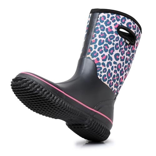Image of WTW Womens Mid Calf Rain Boots - Waterproof Insulated Neoprene Rubber Boots Mud Outdoor Hunting Garden Boots