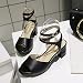 Imagen de Bviennic Mujer Verano Comfy Peep Toe Tacón Ancho Sandalias Bridal Sweet Lazos Plataforma Zapatos Correa De Tobillo Elegante Fiesta Vestido Negro Talla 44 Eu-46Cn