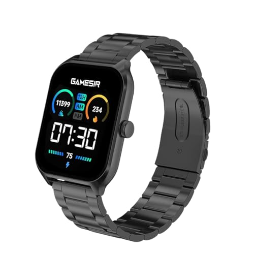 Image of GameSir H9 Smartwatch - Big Display | Bluetooth Calling | Heart Rate & SpO2 Monitor | 100+ Sports Modes | Long Battery | IP68 Waterproof | TFT Display | Design for Men & Women (Metal Black)
