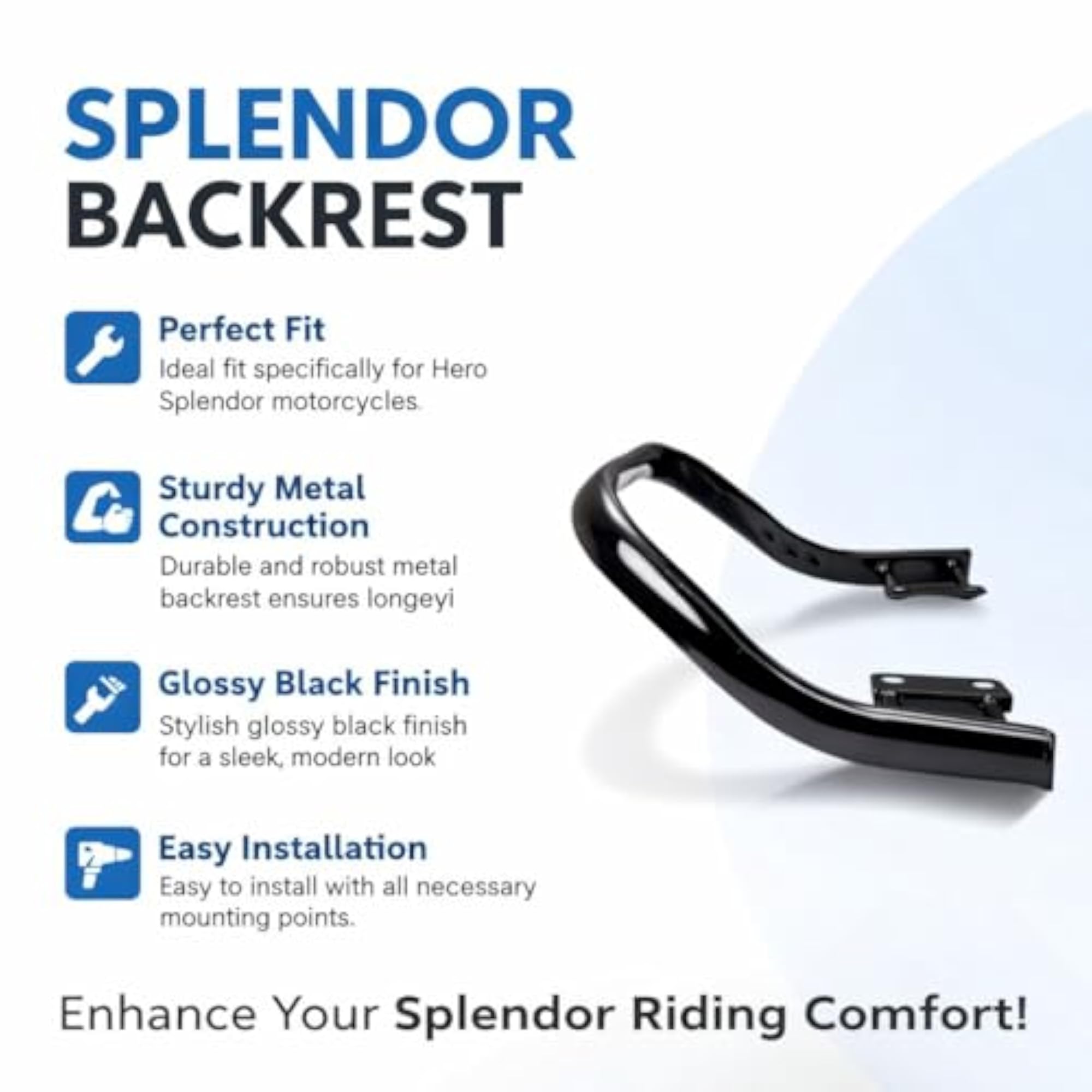 Bike Back Rest Iron Compatible for Hero Splendor