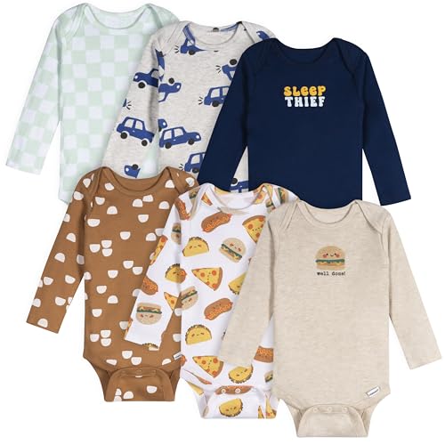 Image of Onesies Brand Unisex Baby 6-Pack Long Sleeve Bodysuits - Breathable Cotton One-Piece Outfits for Newborns & Infants