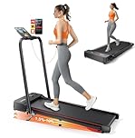 Treadmills for Home Foldable,2 in 1 Folding Walking Pad with 10% Incline and handle bar,Portable Under Desk Treadmill,Dual LED Display, APP & Remote, 135kg Capacity