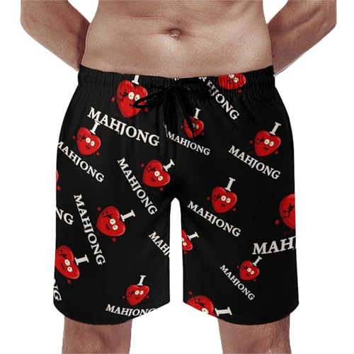 L Love Mahjong Mens Swim Trunks Quick Dry Board Shorts Beach Swimwear Bathing Suits 5