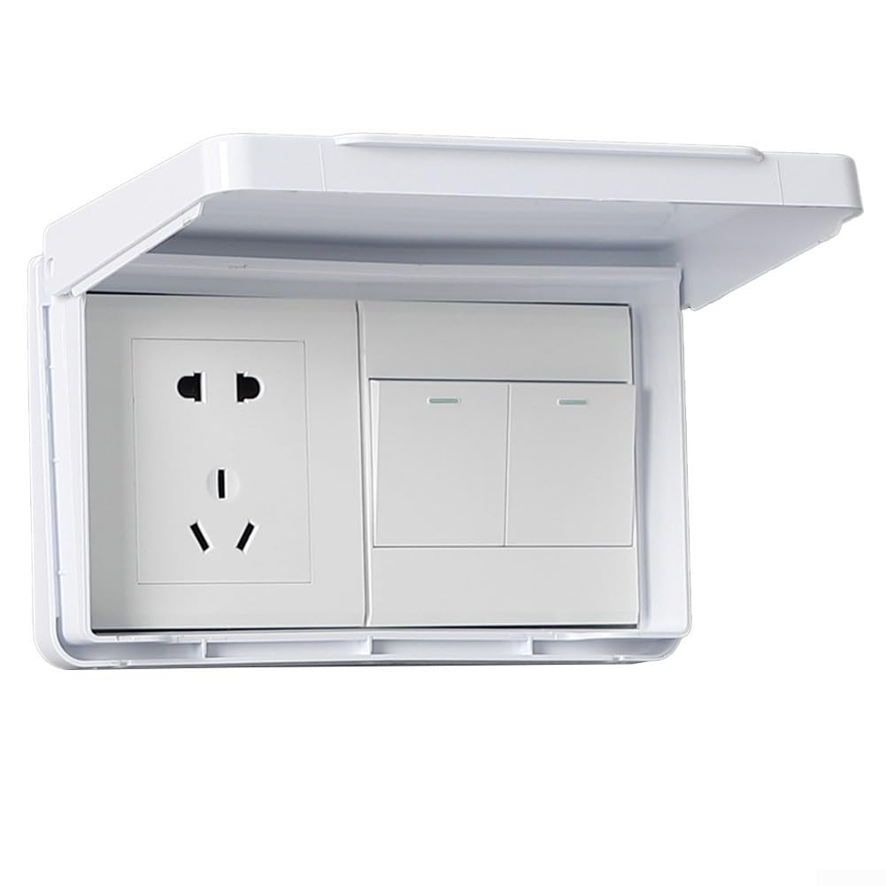 LCANALLYMS Outlet cover, Slim Socket Cover for Bathroom Wall, Easy to Open and Close(White)