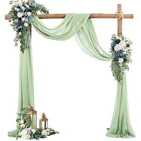 PARTISKY Wedding Arch Draping Fabric, 1 Panel 28" x 19Ft Sage Green Wedding Arch Drapes Sheer Backdrop Curtain for Wedding Ceremony Party Ceiling Decor(1 Panel), Sage Green Cover