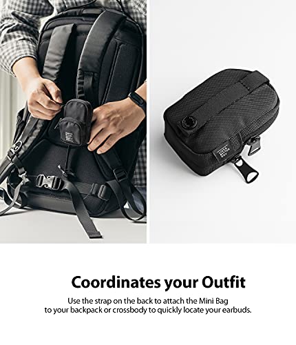 Ringke Mini Pouch [Two Pocket] Nylon Carrying Pouch Small Bag - Black