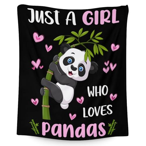 Mercuryelf Panda Throw Blanket - Soft, Fuzzy & Warm - 50x60 Inches Flannel Blankets for Living Room, Sofa - Black Cute Throws Gift for Teens
