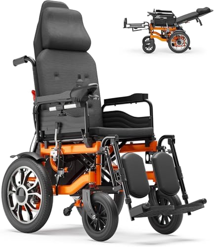 Electric Wheelchairs for Adults, Reclining Electric Wheelchair, 90°-160° Adjustable Backrest, 16