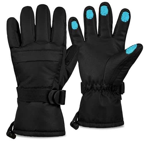 CityComfort Women's Skiing Gloves, Fleece Lined, Black