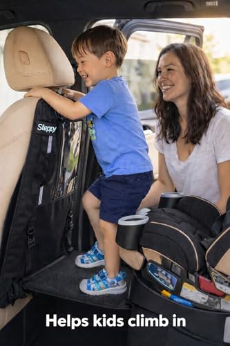 Image of Steppy Car Seat Step - Seat Protector Mat with Built-in Step & Back-of-Seat Tablet Holder - Helps Children Climb into Car Seat While Parked - Parent-Friendly, Easy to Clean
