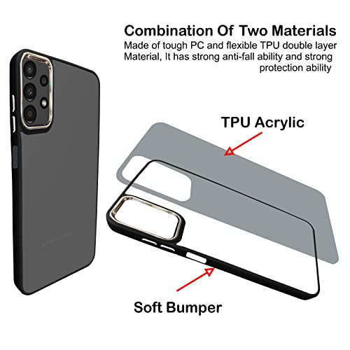 Image of A rtistque Frosted Translucent Back Cover Case for Samsung Galaxy A13 4G | Electroplated Chrome Ring | Raised Camera Edges for Protection | Smooth Sides TPU - Black