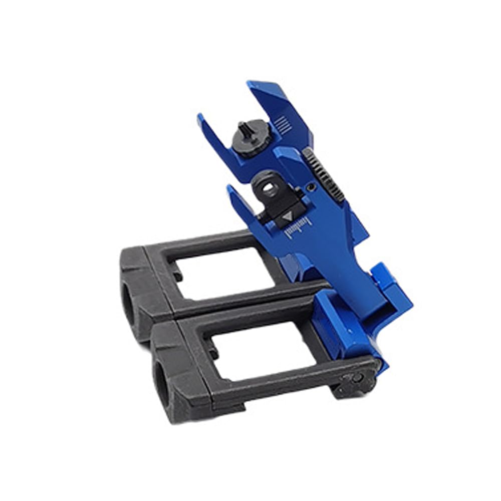 Flip-up Front and Rear Sights Set,Back Up Iron Sights,45 Degree Offset Sight Set,Storm Chaser Metal Collimator Side Machine Sight,Blue