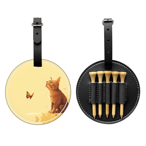 Crouching Cat Black Golf tee Storage Bag - Durable and wear-Resistant Golf Accessories