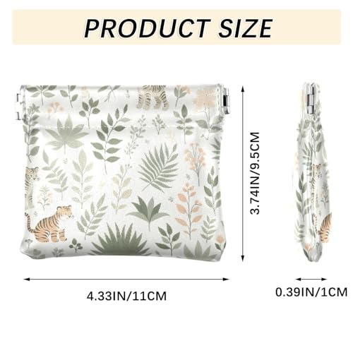 Jungle Plants Coin Purse Leather Pouch Change Purse, Squeeze Coin Pouch for Cards, Keys & Lipsticks, Unisex3