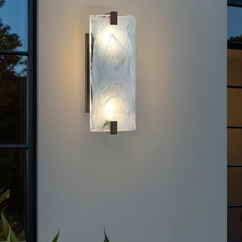 Image of 12.7 inch Art Blue Square Glass Bathroom Modern Wall Sconce Fixture for Bedroom Hallway Bedside 2 Pack 2 Light Black Wall Sconce