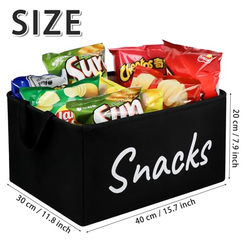 Snack Bin for Pantry - Snack Basket Organizer for Countertop - Imitation Linen Snack Storage Containers for Storing chips, pretzels, cookies, popcorn and more - Kitchen Organization
