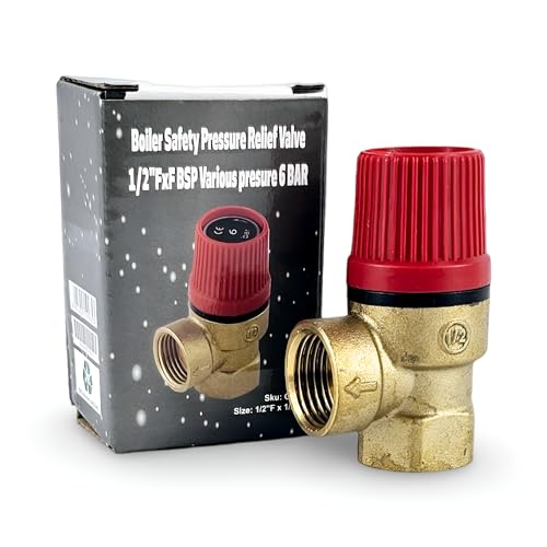 Válvula de seguridad para aliviar la presión del termo/caldera, 1,27 cm (conector hembra) - 1/2'. Varias presiones, 6 bares