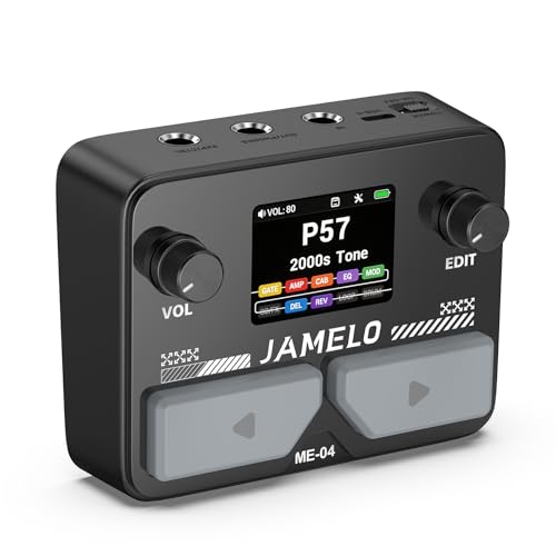Image of JAMELO Pocket Guitar Multi Effects Pedal, with 125 Effects, 99 Presets, 30 Amp Modeling, IR Loaders, Looper 100 Drum Rhythms BT Audio USB OTG Support Rechargeable Guitar Effects Processor (Black)