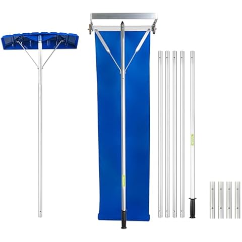 MYTOL 2-in-1 Aluminium Snow Roof Rake, 5-21FT Extendable Roof Rake with 25" Balde, 15' Snow Slide, Large Wheels & Anti-Slip Handle, Lightweight Roof Snow Rake for Clearing Roof, Vehicle Snow & Leaves Cover