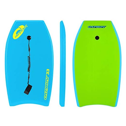 Osprey Interceptor Bodyboard con Correa Boogie Board para niños y Adultos, Unisex, Azul/Verde, 83,8 cm (33 Pulgadas)