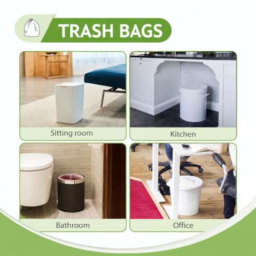 Image of 4 Gallon 208 Counts Strong Drawstring Trash Bags Garbage Bags by Teivio, Bathroom Trash Can Bin Liners, Small Plastic Bags for Home Office Kitchen Bathroom Bedroom, Multicolor