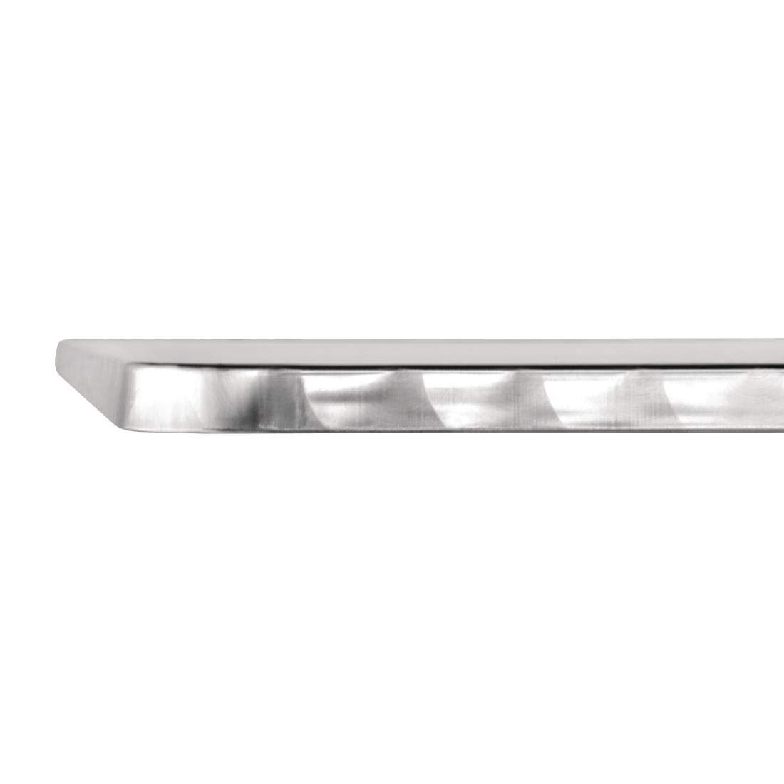 Bolero Edelstahl- und Aluminium-Quadrat-Bistrotisch 600 mm, Grau, Aluminiumrahmen & Edelstahlplatte, Größe: 720(H) x 600(B) x 600(T) mm, Gummifüße, Tisch für drinnen & draußen, flach verpackt, U427