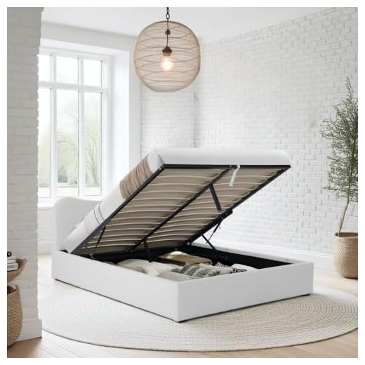 WEBER INDUSTRIES LIT Coffre 160x200 CM Cocoon+ SOMMIER/Tissu Bouclette Blanc
