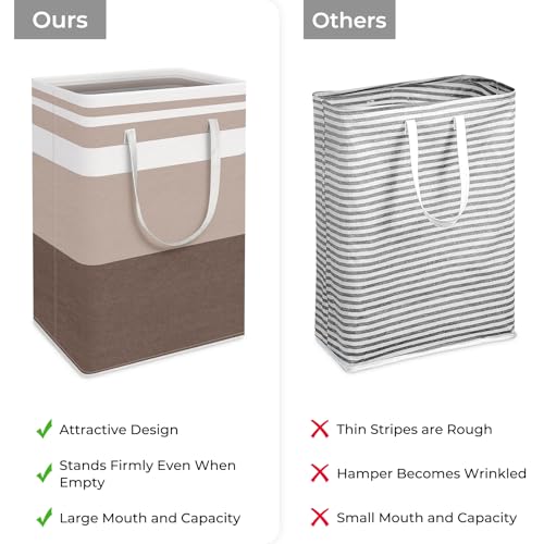 HomeHacks 2-Pack Large Laundry Basket, Waterproof, Freestanding Laundry Hamper, Collapsible Tall Clothes Hamper with Extended Handles for Clothes Toys in the Dorm and Family (Brown, 75L)